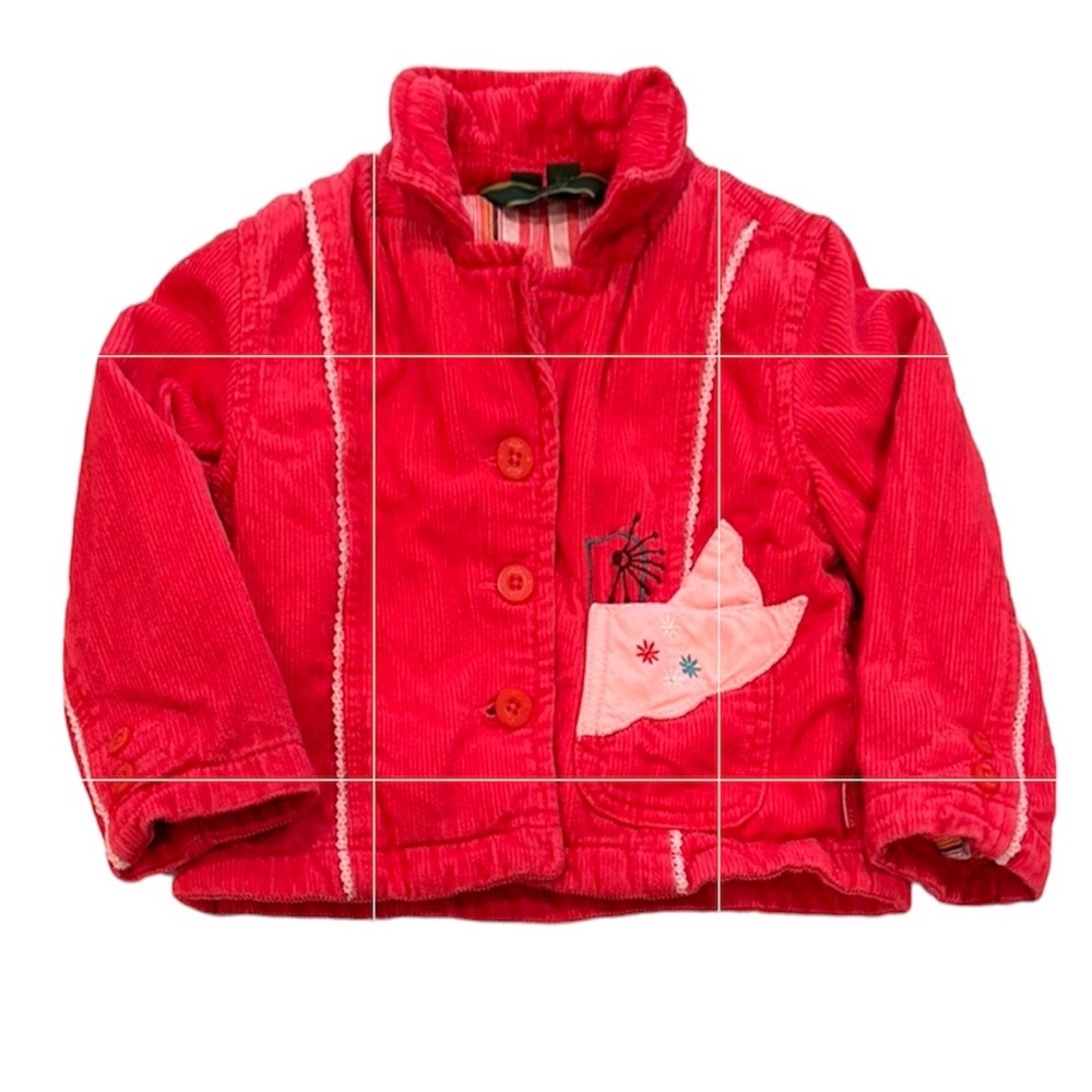 OILILY Corduroy Red Orange and Pink Button Down Blazer Jacket Coat Size 18 M